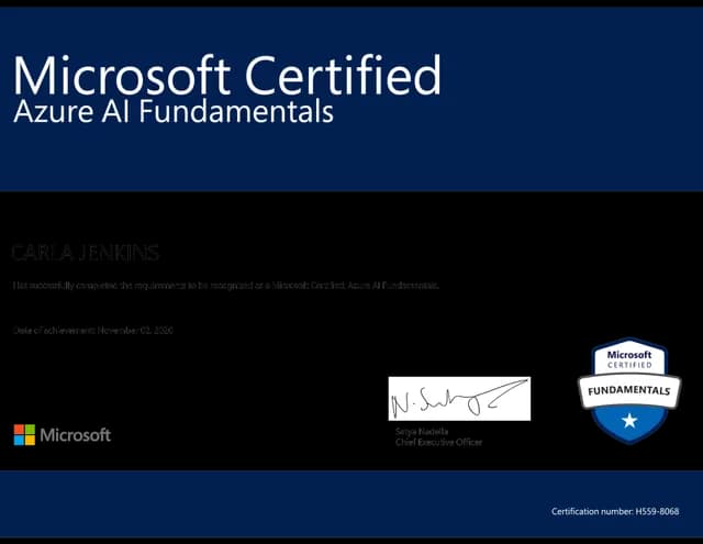 Microsoft Certified: Azure AI Fundamentals