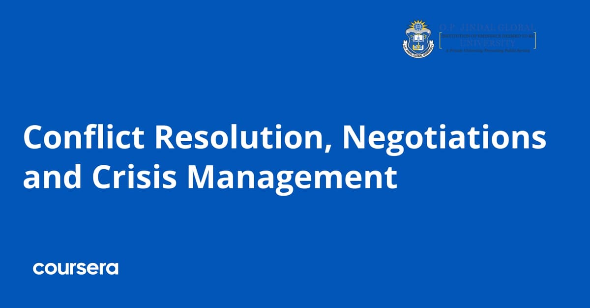 Conflict Resolution and Crisis Negotiation