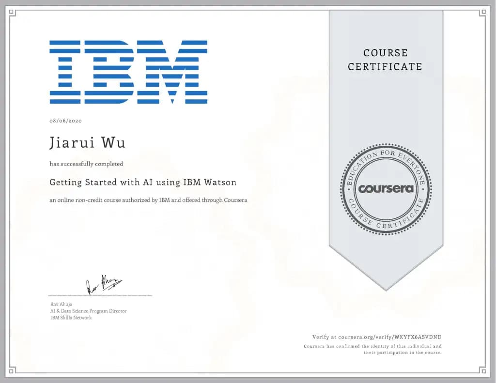 IBM Applied AI Professional Certificate
