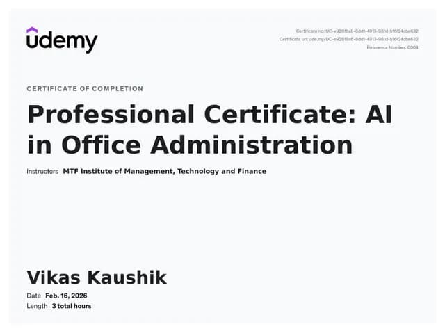 Professional Certificate: AI in Office Administration